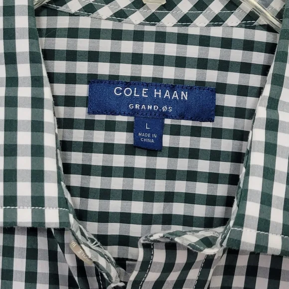 Cole Haan Gingham Button Front Shirt Men's Large- Ponderosa Pine - Picture 2 of 4
